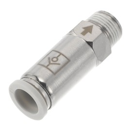 HEROFFIX Push to Connect Air Fittings 15/32" Quick Plug Check Valve Plastic Metal 16mm / 3/8" BSPT 1 Pc White Silver Tone