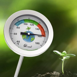 Poemtian Compost Soil Thermometer,Premium Stainless Steel Measuring Probe Detector,Easy-to-Read Soil Thermometer for Planting, Garden Soil Thermometer