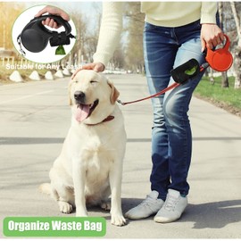 Dog Poop Bag Holder for Leash Attachment - Waste Bag Dispenser for Leash - Fits Any Dog Leash - Portable Set with Hand Free Holder Metal Carrier, Black Round Shape