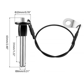 ZOWZEA 304 Stainless Steel Quick Release Pin 5/16 Inch(8mm) Diameter Ball Locking Pin with Push Button Lanyard Cable Usable Length 1.22"(31mm)