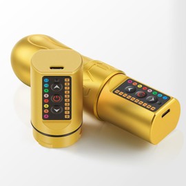 DKLAB New DK-W1 Wireless Tattoo Pen Gun Kit Machine with 2 pcs 2400 Batteries Power Supply Loaded Customized Brush-less Motor for Permanent Make Up Artists (Gold, 3.5mm Stroke)