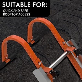 Roof Ladder Hook, 2 Pack Ladder Stabilizer, Heavy Duty Steel 500 Lbs Weight Ratin, Roof Ridge Extension with Wheel for Safe and Easy Access