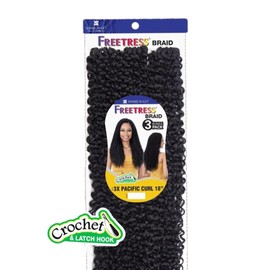 Freetress Braid Crochet & Latch Hook 3X Pacific Curl 18" (2 Dark Brown)