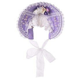 COSDREAMER Women sun hat Lolita cosplay hat Victorian Bonnet Hat ((purple)