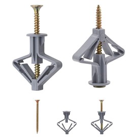 Glvaner Drywall Anchor Kits (30 pcs Anchors + 30 pcs Screws) Hollow Wall Anchors with Zinc Plated Self Tapping Screws Butterfly Expansion Tube Pipe for Curtain Gypsum Board Wall Installation