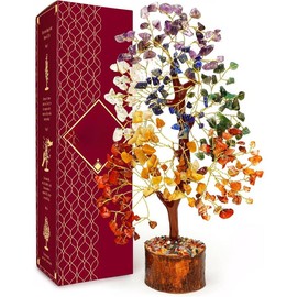 Crystal Tree of Life 7 Chakra Healing Crystal Trees for Home Decor, Office Desk Decor, Living Room Decor, Handmade Bonsai Trees for Positive Energy - Color: 12 Citrine Crystal Tree 300 Beads