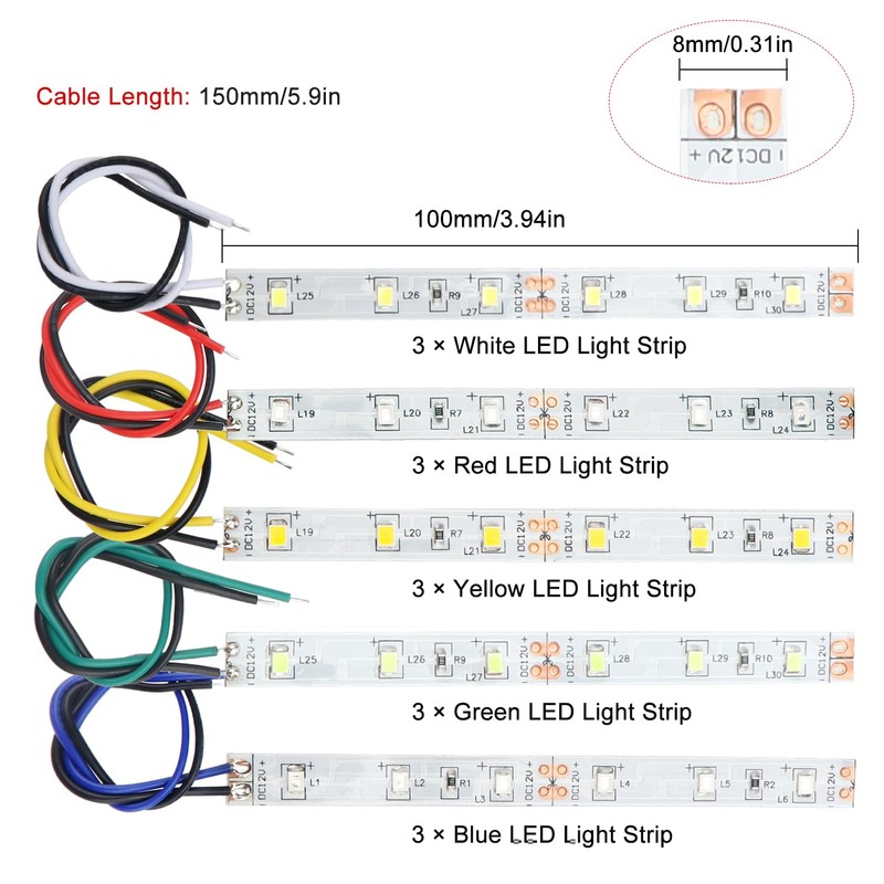 YIXISI 15 pieces 100 mm pre-wired LED strips, 2335 SMD