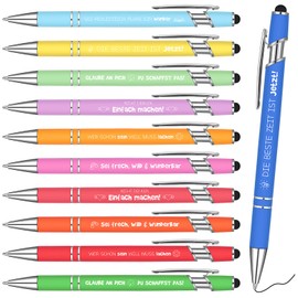 Dianelhall Pack of 12 Metal Ballpoint Pens with Engraving Retractable Ballpoint Pen with Inspirational Quotes Motivational Pens with Black Ink Funny Ballpoint Pen for Colleagues Farewell Gift