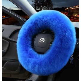 LOMTRATS Multicolor Fluffy Car Steering Wheel Cover with Winter Warm Pure Wool Fashion Fit Most Cars Women Men
