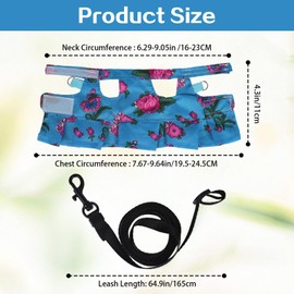 Beard Dragon Harness and Leash Skirts Set Adjustable Reptile Lizard Leash Rope Dresses Clothes Starter Kit Accessories for Small Animals Outdoor Walking Training (Blue)