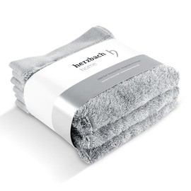 herzbach home Flannel Set of 3 30 x 30 cm - High Quality, Soft & Absorbent Mini Towels in Premium Quality - 100% Natural Cotton (Silver Grey)