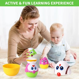 MOONTOY Easter Eggs Matching Egg Toys for Toddlers, 8PCS Chicken Toys for Kids Shape Sorter Stacking Nesting Dolls Sensory Learning Speech Therapy Birthday Gift 18+ Months, Easter Basket Stuffers