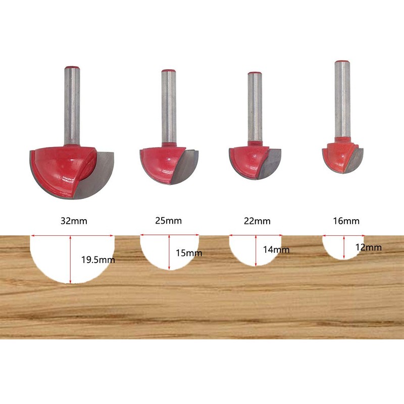 SeonFook 4pcs 6mm Carbide U-Groove Bit Router Bit U Groove