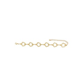 Dainty Gold Flower Chain Bracelet, Open Clover Links, Adjustable Length