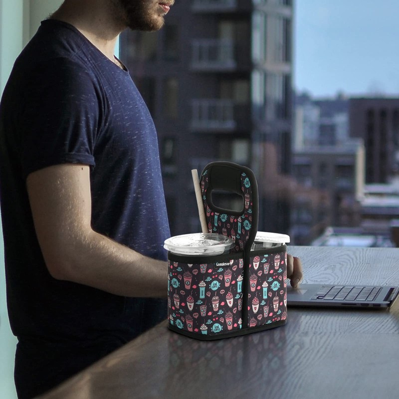 Cup Drink Carrier with Handle, Reusable Coffee Cup Holder for