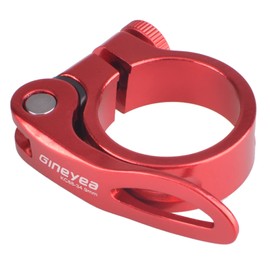 TRIWONDER Bike Seat Post Clamp 28.6mm 31.8mm 34.9mm Aluminum Alloy Seat Tube Clip Bike Quick Release Seatpost Clamp (01 Red, 34.9mm)