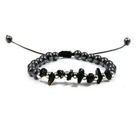 Clataly Amethyst & Hematite Bracelets: Natural Crystal Onyx Crushed Stone Woven Stretchable Bracelets for Women & Girls