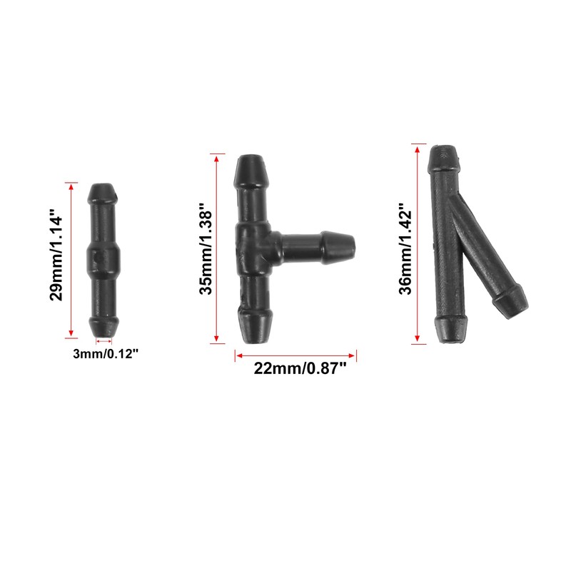 X AUTOHAUX Windshield Washer Jet Nozzle Hose Tube Kit 2