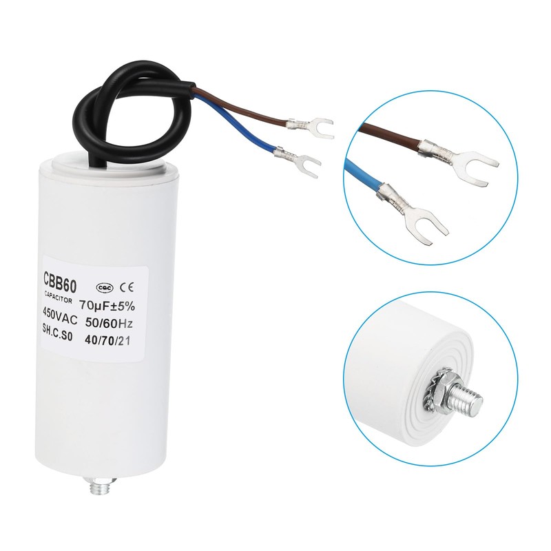PATIKIL CBB60 70uf Running Condenser AC 450V U Terminal Wire