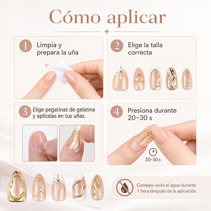 30 Uñas Press on Set de Uñas Postizas Ojo de