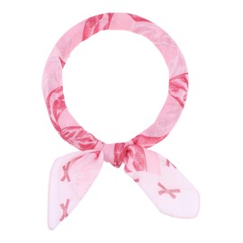 Elerevyo Women's Bowknot Printed Blended Cotton Scarves, 21.7" Small Square Gauze Headscarf Neckerchief 55x55cm/21.7x21.7 Pink Red