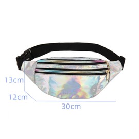 YKKJ Pack of 2 Women's Belt Bags, Adjustable Strap, Waist Bag, for Men and Women, Party, Festival, Sport, Outdoor, Travel (Gold and Silver), silver