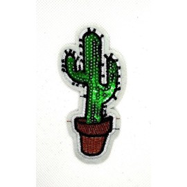 unbranded Sequin Embroidered Iron On Patches Cactus Plant Fabric Applique Craft Sew 200