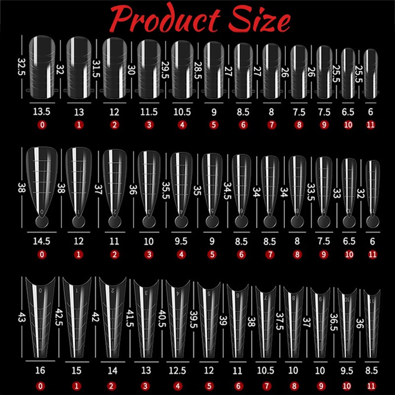 Nail Tips, 288 Pieces, Full Cover Nail Tips Set, Soft