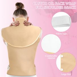 Timgle 2 Pcs Shoulder Castor Oil Pack Wrap Flannel Cotton Castor Oil Packs with Back Castor Oil Pad Reusable Massage Castor Oil Pack Kit for Liver Body Massage, Castor Oil Not Included