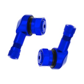 Yourkar 2 PCS Motorcycle Tire Valve Stems, 90 Degree Angle Metal Motorcycle Wheel Valve Stem, Aluminum Alloy Tire Tubeless Valve Stems with Rubber Ring, Motorcycle Accessories (Blue)