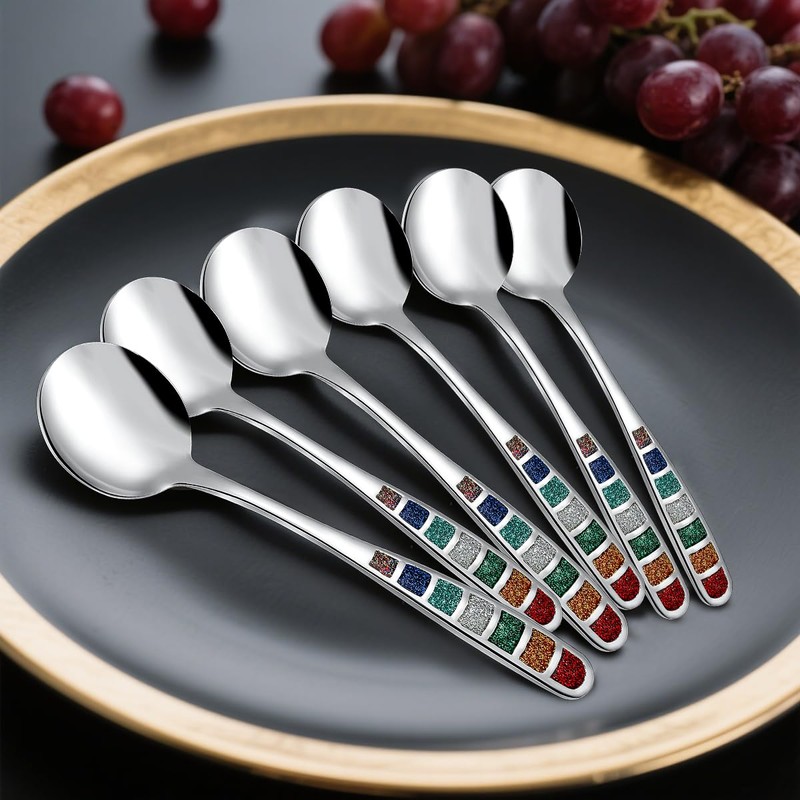 YIHOR Premium 7.24" European Soup Spoons, Stainless Steel creative colorful