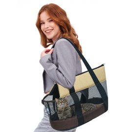 PETCUTE Transporttasche für Kleine Hunde und Katzen,Atmungsaktive Haustiertragetasche,Hundetasche Katzentasche mit Schultergurt,Katzentragetasche Hundetragetasche mit Innerem Sicherheitsgurt