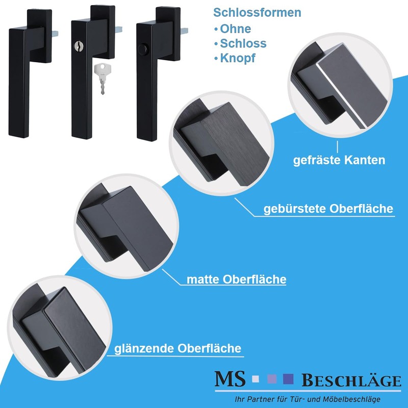 MS Beschläge Designer Window Handle Exclusive Design 45° Grid Window