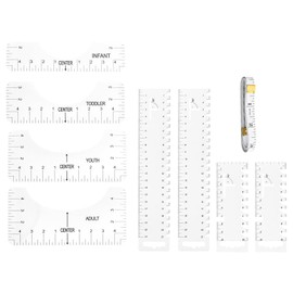 Godneei 9-Teiliges Nählineal-Set Bügellineal Plotter-Zubehör T-Shirt-Ausrichtung