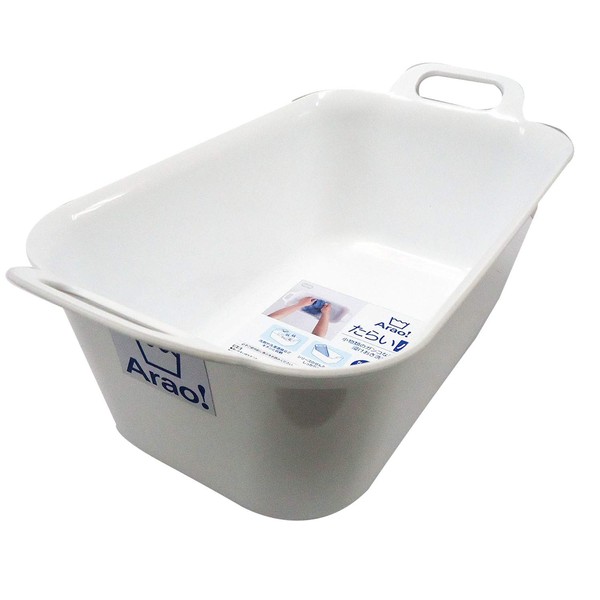 OHE Laundry Tub, White, Length 16.5 x Width 8.3 x Depth 6.1 inches (42 x 21 x 15.5 cm), Arao! Tub Small, Slim Type, Neat Storage, Place Place, For Washing Shoes, Made in Japan