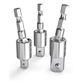 Tool Gift for Man, 3-Piece Power Drill Sockets Adapter Sets, 360°Rotatable Hex Shank Impact Driver Socket Adapter, Socket to Drill Adapter 1/4" 3/8" 1/2" Impact Driver Adapter