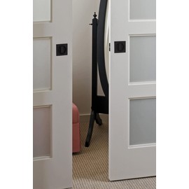 goldenwarm Pocket Door Lock, Matte Black Contemporary Privacy Square Pocket Door Hardware, Black Pocket Door Lock(3 Pack)