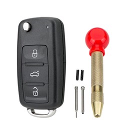 For New 3 Button Car Remote Control Shell Case for VW Golf MK6 Transporter T6 Tiguan Beetle Caddy Polo Skoda Octavia Key Shell Case with Key Insert Removal Tool