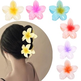 Pack of 6 Flower Hair Clips, Flower Hair Claw Clips, Large Flower-Shaped Claw Clips, Large Claw Hair Clips for Women, Thick/Thin Hair, Non-Slip Flower Hair Clips