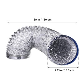ULTECHNOVO 7 Inch 5 Feet Flex Air Aluminum Foil Ducting Dryer Vent Hose, Non-Insulated Ventilation Duct for HVAC Ventilation Heating Cooling System