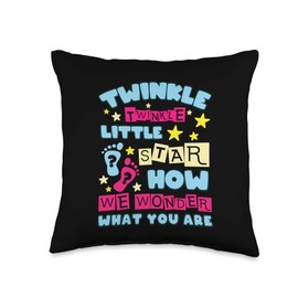 Pregnant Announcement Gender Reveal Parenting Preg Twinkle Little Star How We Wonder What You are Baby Throw Pillow, 16x16, Multicolor