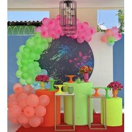 afoloa Neon Lime Green Cylinder Plinth Stand Covers for Neon House Parties Pedestal Cover Glow Bachelorette Party Favors Tablecloth Decor Props