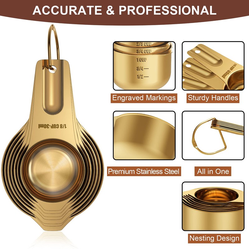 Wildone Copper Plated Measuring Cups & Spoons Set of 21
