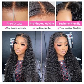 Potoki Wear And Go Glueless Wigs Human Hair Pre Plucked Pre Cut Deep Wave Lace Front Wigs Human Hair For Beginners 4x4 Closure Wigs For Black Women Human Hair Glueless Curly Human Hair Wig (22inch)