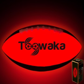 Toowaka Kids Football,Size 3 Glow in The Dark Youth Football-Bright Football with LED Lights Pre-Installed-Night Light up Football Batteries Included
