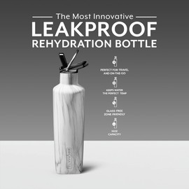 BrüMate ReHydration Mini Kids Water Bottle | 100% Leakproof Insulated Water Bottle for Kids with Straw | Stainless Steel Water Canteen | Perfect Kids Water Bottle for School | 16oz (Carrara)