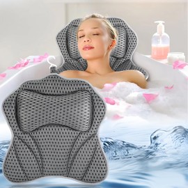 Zikenis Badewannenkissen mit 2 Starken Saugnäpfen, Badekissen für Badewanne mit 4D-Air-Mesh-Technologie, Badewannenkissen Nacken mit Ergonomischer Passform für Nacken Rücken, Badewanne und Home Spa