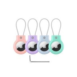 [4 PACK] Airtag Case With Wire Cable, Secure Holder Protective Cover Airtag Case for Travel Suitcase, Pet, Anti-Lost and Scratch-Resistant (4-Pack 02)