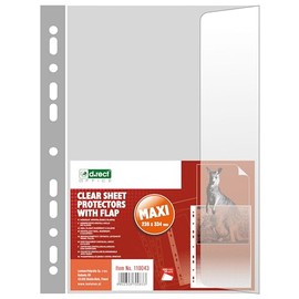 D.RECT Document Wallets with Flap 100 µm/Mic/Micron Thickness 0.10 mm 238 x 334 mm Transparent Pack of 10