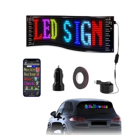 SUBORAWOS LED Car Sign,Programmable Bright LED Signs,Bluetooth APP Control,Flexible LED Matrix Panel,Scrolling LED Sign for Store Car Bar Hotel (3.6x14.6”)